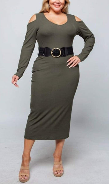 olive green bodycon dress plus size Plus Size Short Sleeve Bodycon Midi Dress, Elegant Women's Plus Size Clothing